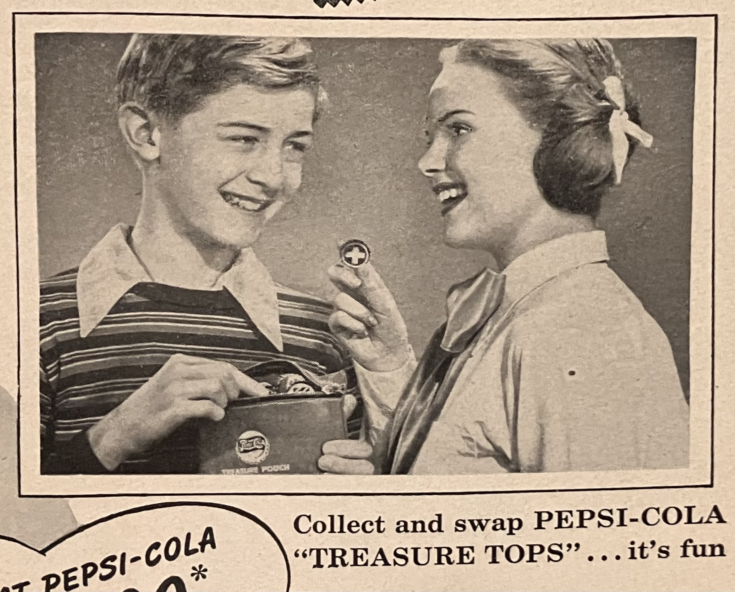 closeup of models using a Treasure Tops Pouch from print ad