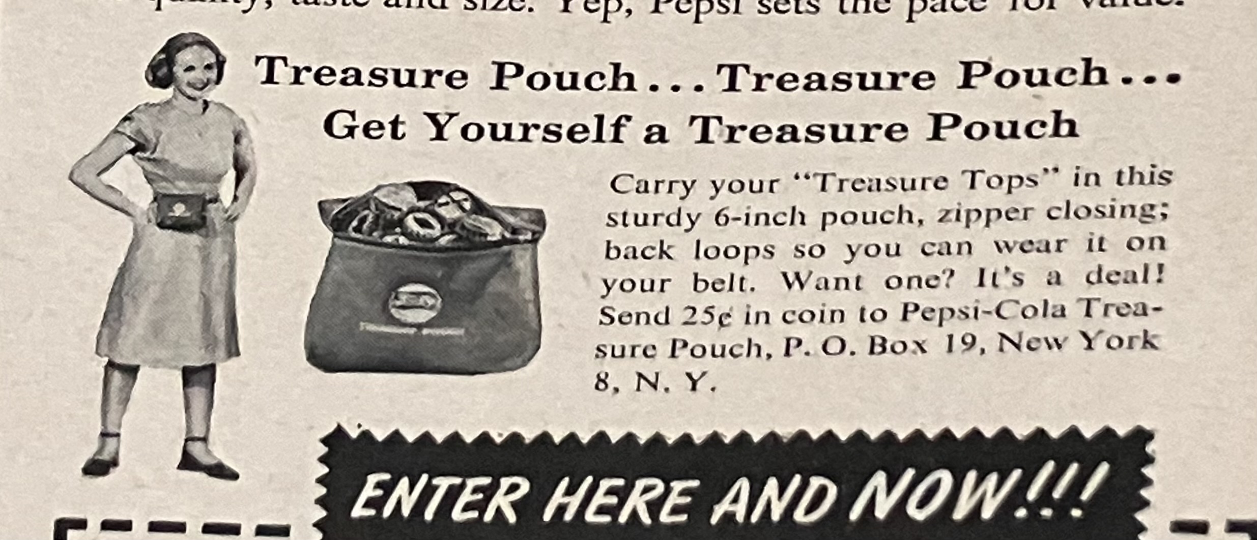 print ad's offer for a Treasure Pouch