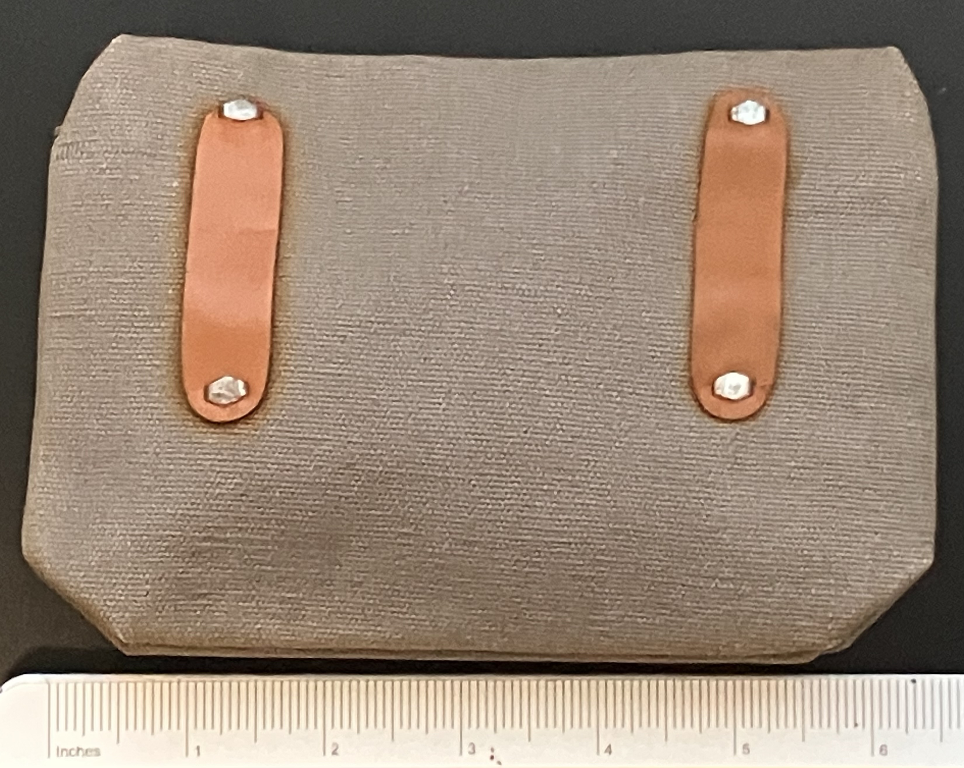 Back view of Treasure Pouch with ruler for scale